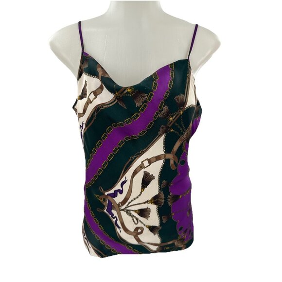 Veronica Beard Camisole Tank Silk Purple Green Spaghetti Straps Club Sexy Sz 4 - Picture 1 of 11